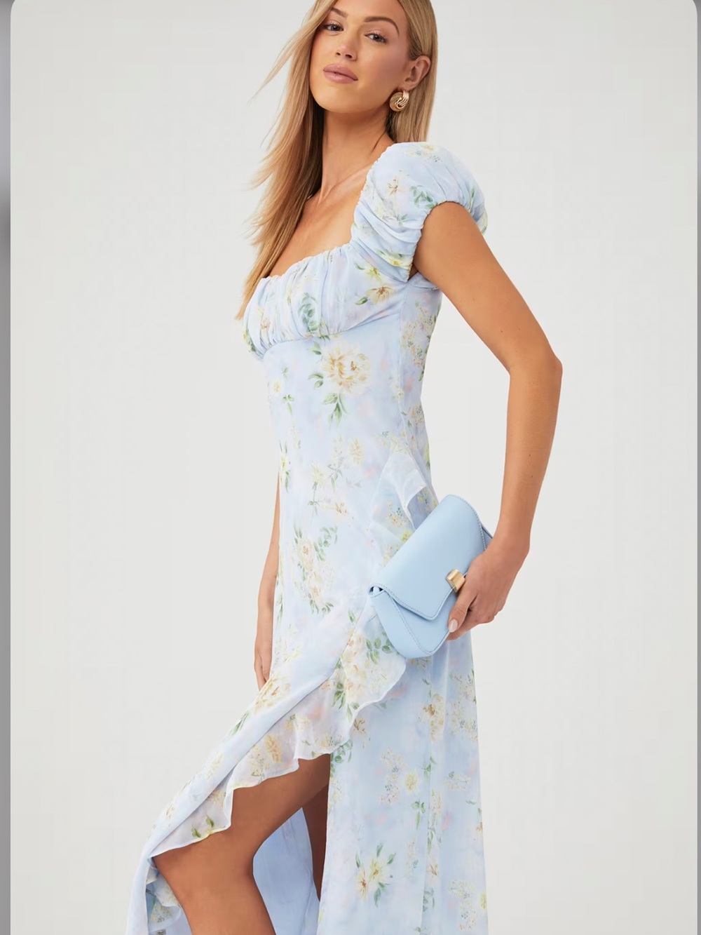 ASTR The Label Ruched Florence Floral Dress Size Large Feminine Romantic